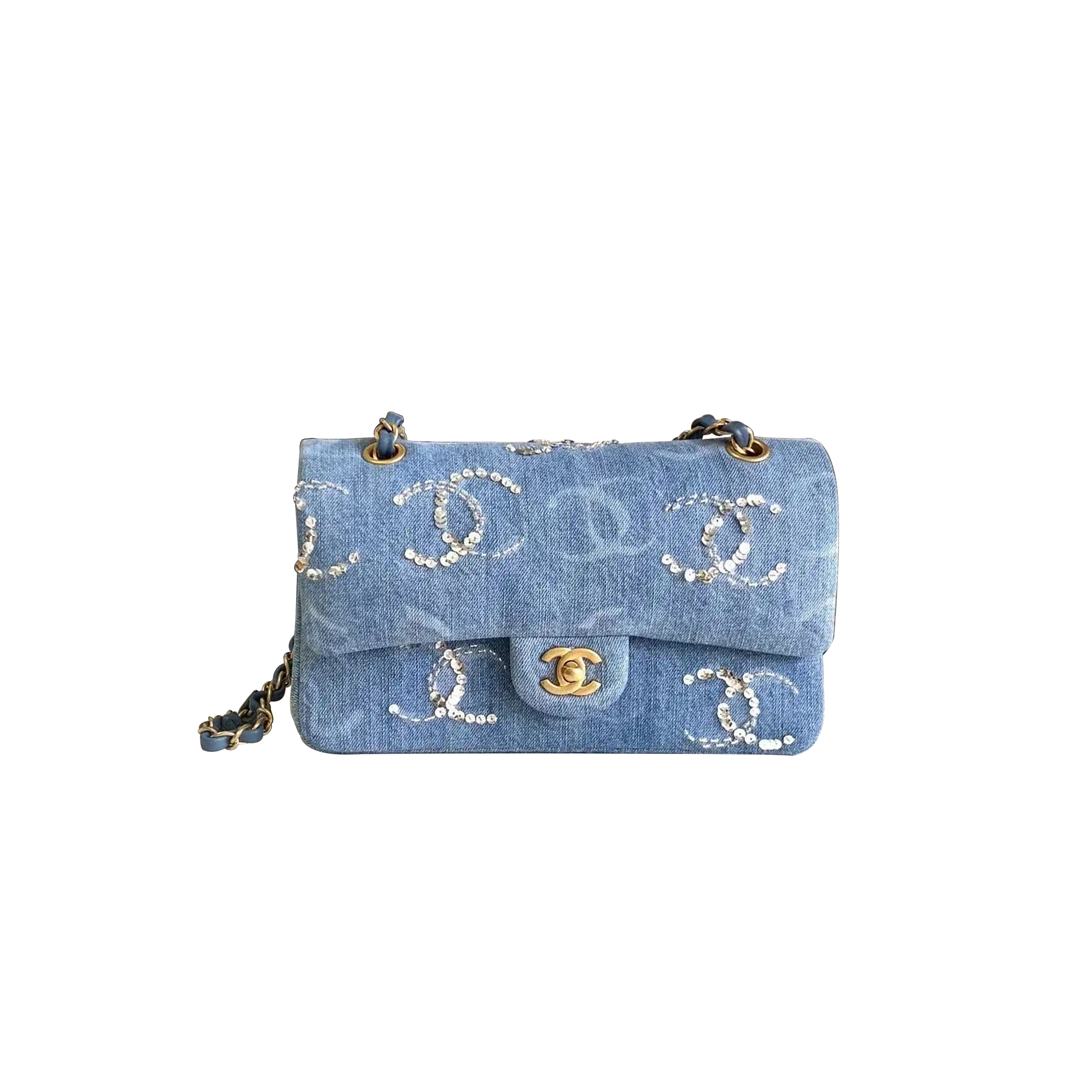 Ch*el 23b classic flap denim bag a01113 (25.5*15.5*6.5cm)